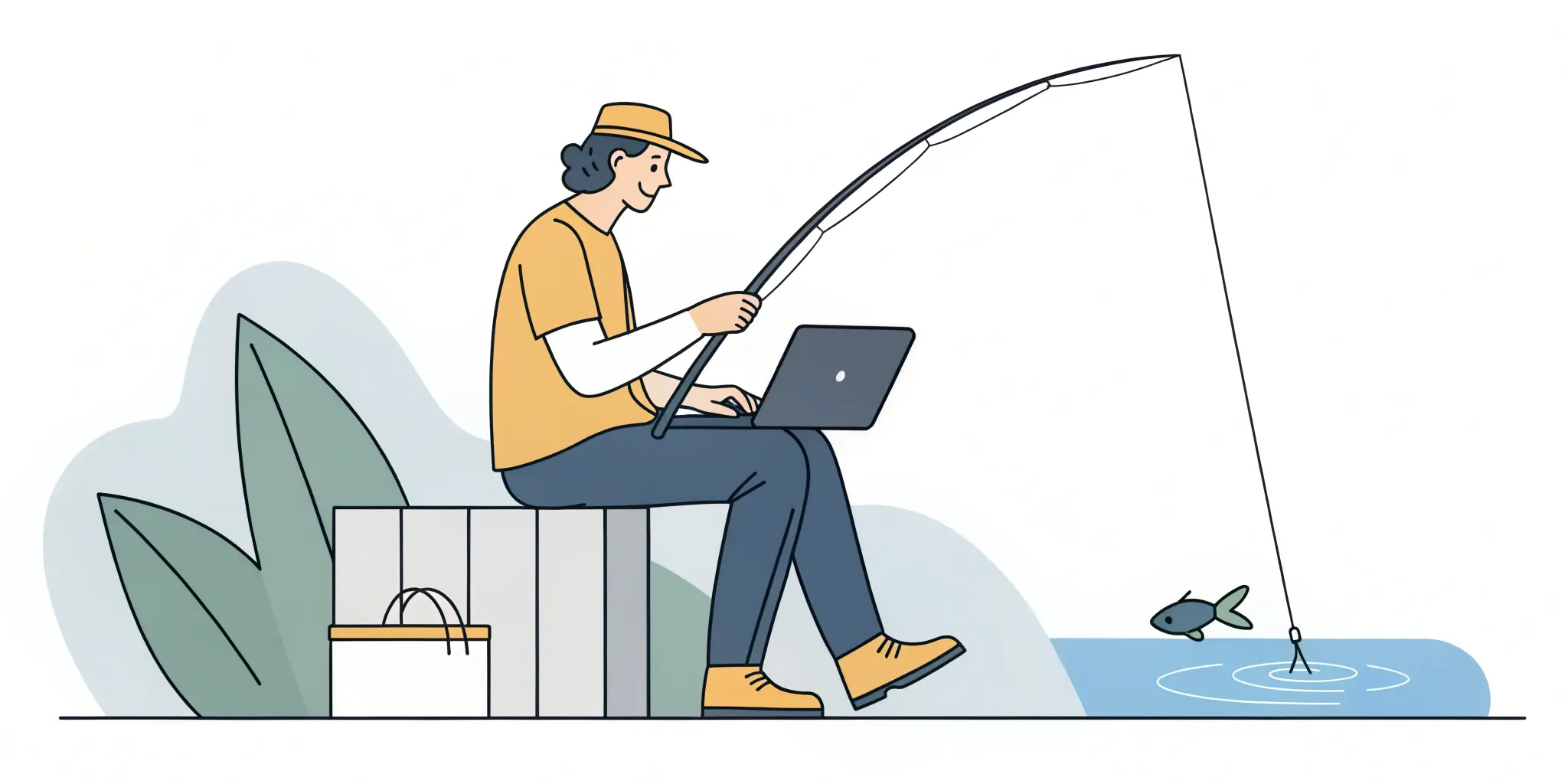 El autor detrás de este Stream A Cheese Pull wiki trabajando junto al lago